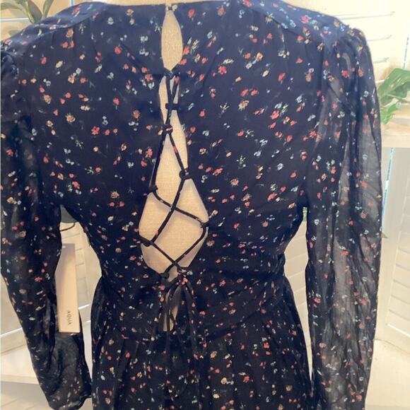 AQUA NWT BLACK COTTAGE CORE FLORAL DRESS SIZE SMALL 1217 - Picture 6 of 10